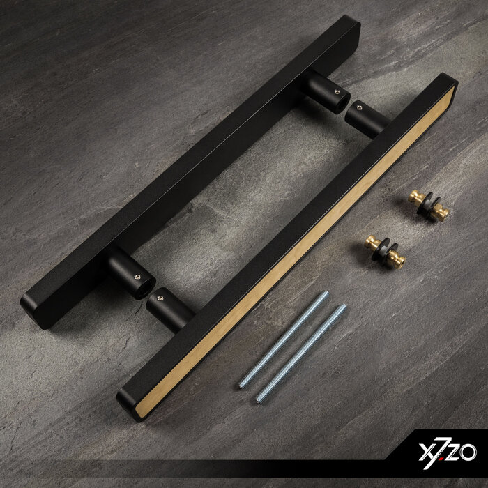 X7.ZO Pair of door handles Z25 - Oak/Black - 50/390/490 mm