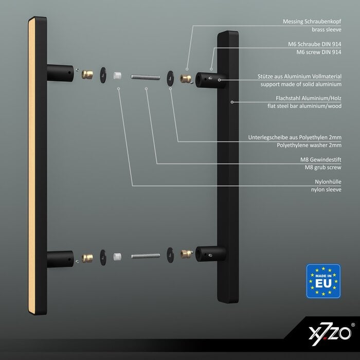 X7.ZO Paar Türgriffe Z25 – Eiche/Schwarz – 50/390/490 mm