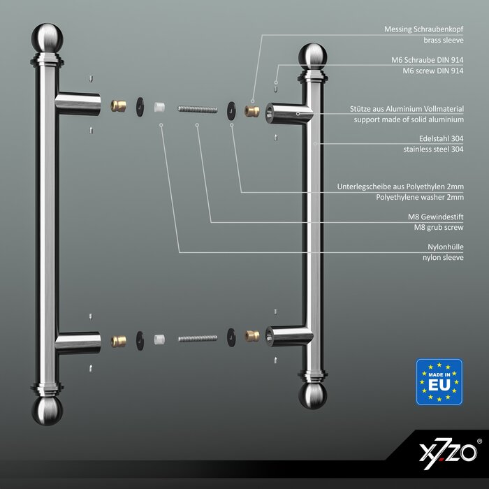 X7.ZO Paar massieve RVS deurgrepen Z42 - Ø40mm