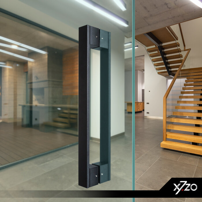 X7.ZO Paar schwarze massive Türgriffe Z20 – 40/435/498 mm