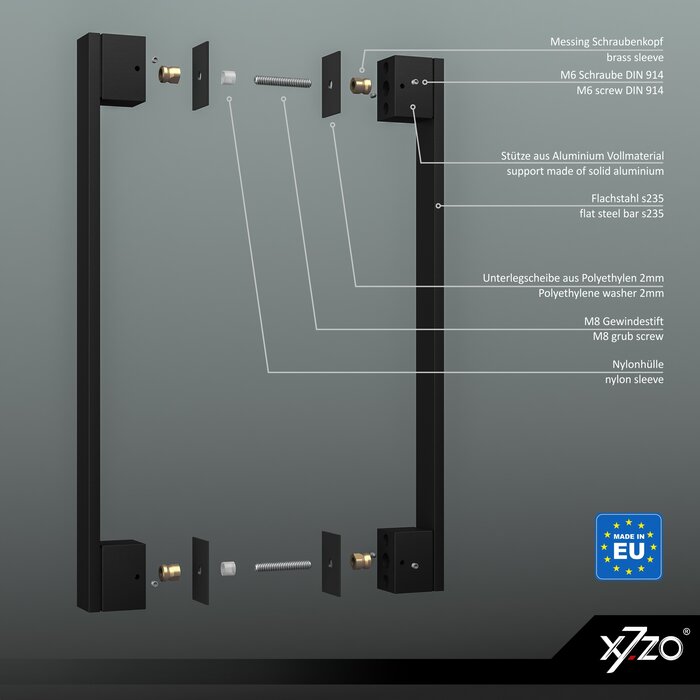 X7.ZO Paar zwarte massieve deurgrepen Z20 - 40/435/498 mm
