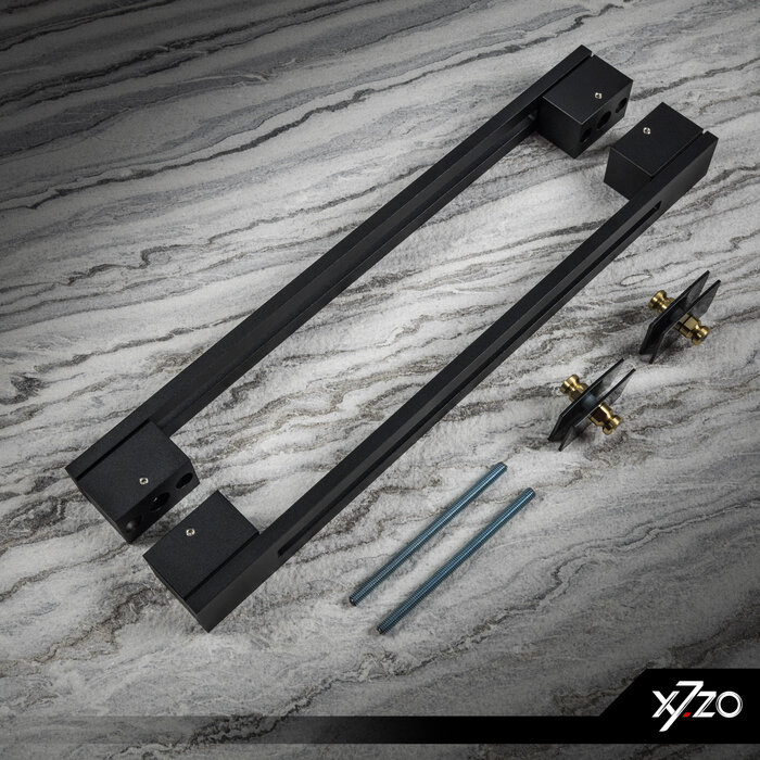 X7.ZO Paire de poignées de porte design noires Z18 en acier inoxydable massif - 40/420/480mm