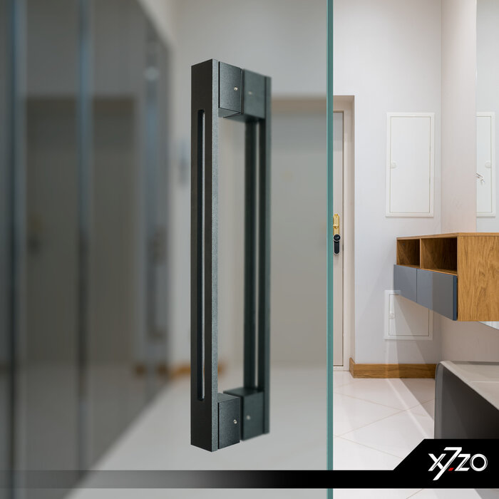 X7.ZO Paire de poignées de porte design noires Z18 en acier inoxydable massif - 40/420/480mm