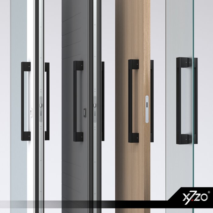 X7.ZO Paire de poignées de porte design noires Z18 en acier inoxydable massif - 40/420/480mm