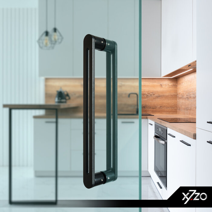 X7.ZO Paar schwarze Design-Türgriffe Z19 aus massivem Edelstahl – 40/410/450