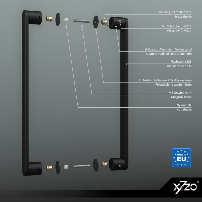 X7.ZO Paire de poignées de porte design noires Z19 en acier inoxydable massif - 40/410/450