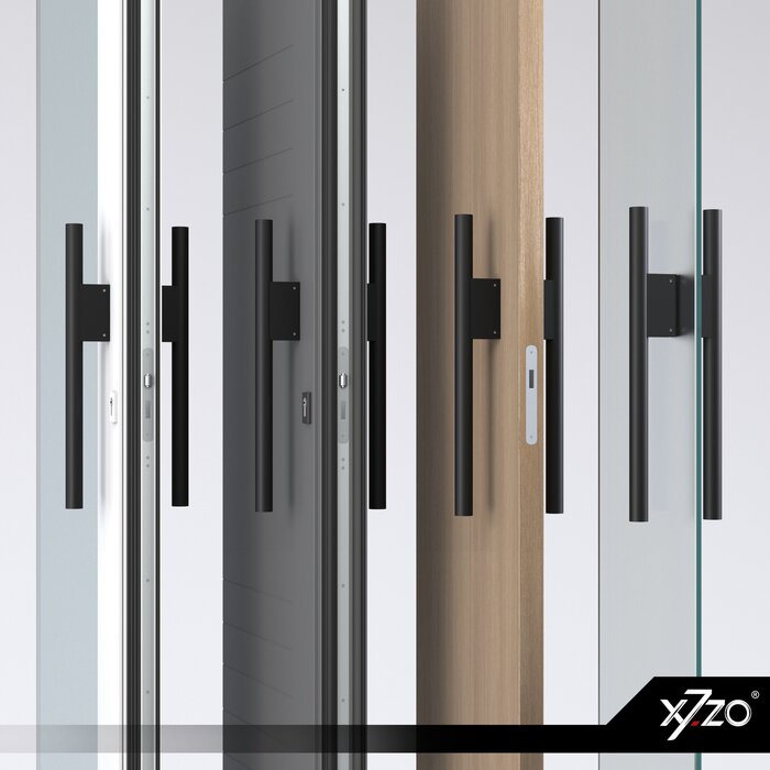 X7.ZO Pair of black design door handles Z39 BS stainless steel - 30/80/500