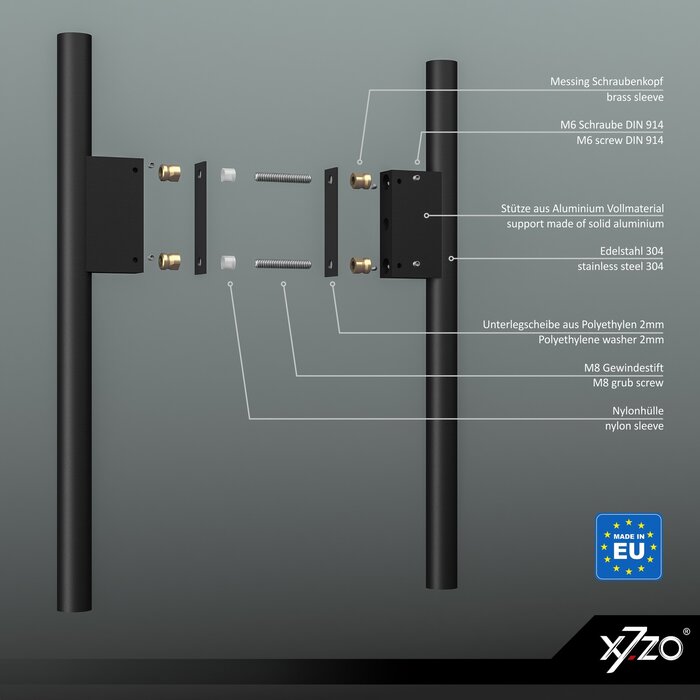 X7.ZO Paar schwarze Design-Türgriffe Z39 BS aus Edelstahl – 30/80/500