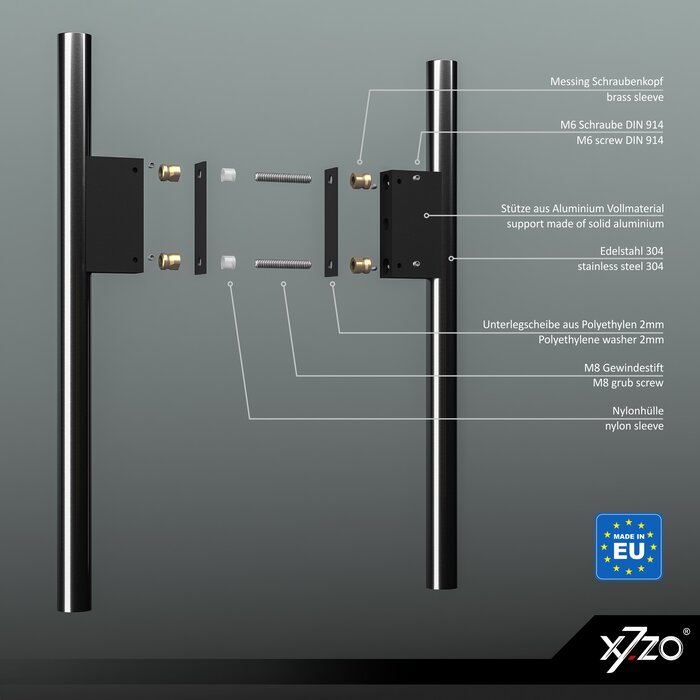 X7.ZO Paar Design-Türgriffe aus Edelstahl Z41 BS - 30/80/500 mm