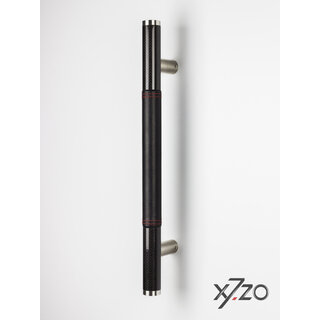 X7.ZO Design door handle Z13 - Carbon/stainless steel 500 mm - Black leather