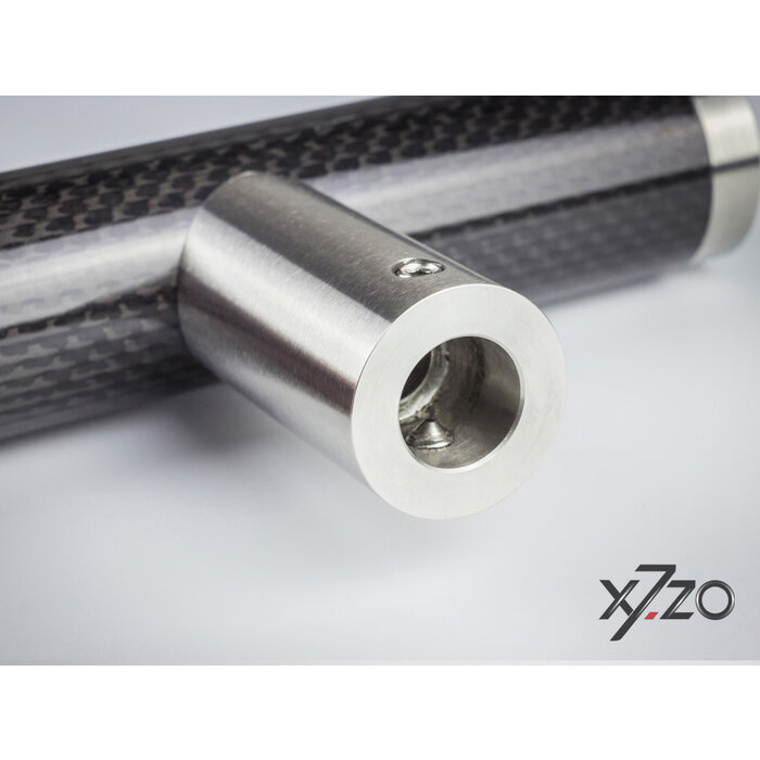 X7.ZO Design door handle Z13 - Carbon/stainless steel 500 mm - Black Italian leather