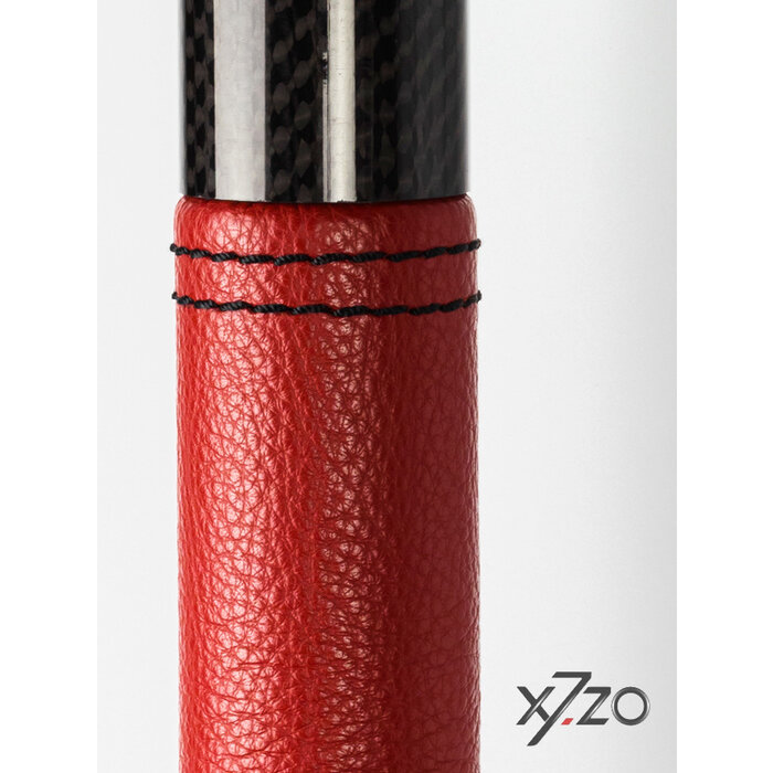 X7.ZO Poignée de porte design Z13 - Carbone/acier inoxydable 500 mm - Cuir italien rouge