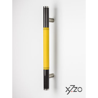 X7.ZO Poignée de porte design Z13 - Carbone/inox 500 mm - Cuir jaune