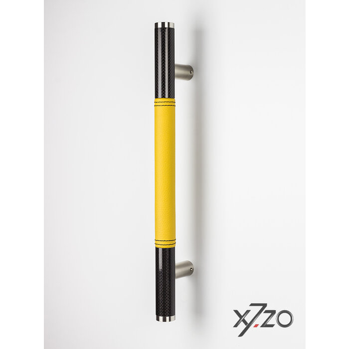 X7.ZO Design deurgreep Z13 - Carbon/RVS 500 mm - Geel Italiaans leer