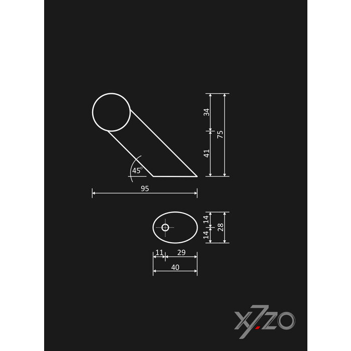 X7.ZO Design deurgreep Z8 - Carbon/RVS 500 mm - Schuin 45°