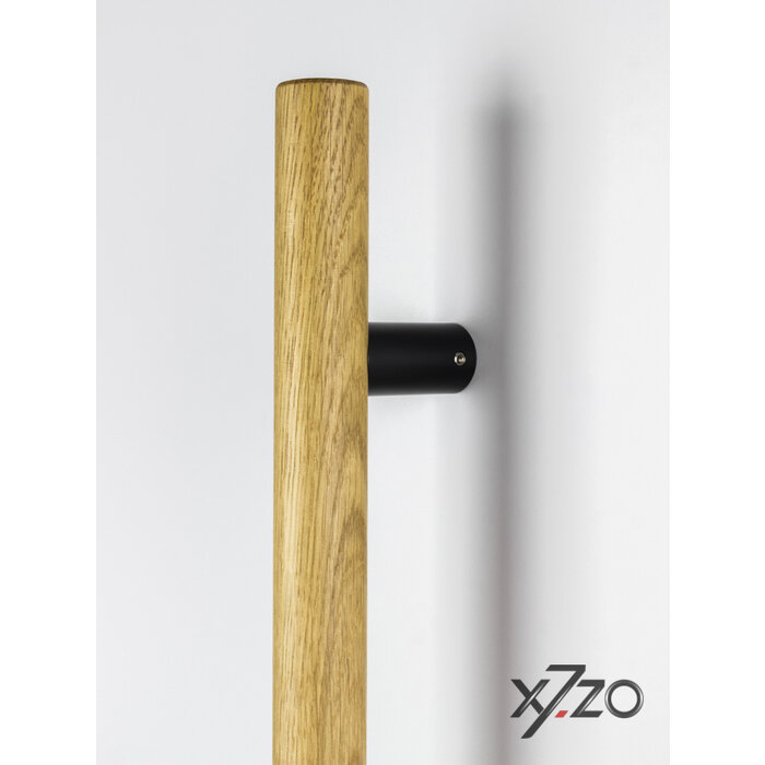 X7.ZO Enkele deurgreep Z11 34 - Eikenhout / zwart voor glas, deur of sauna - 34/300/500mm