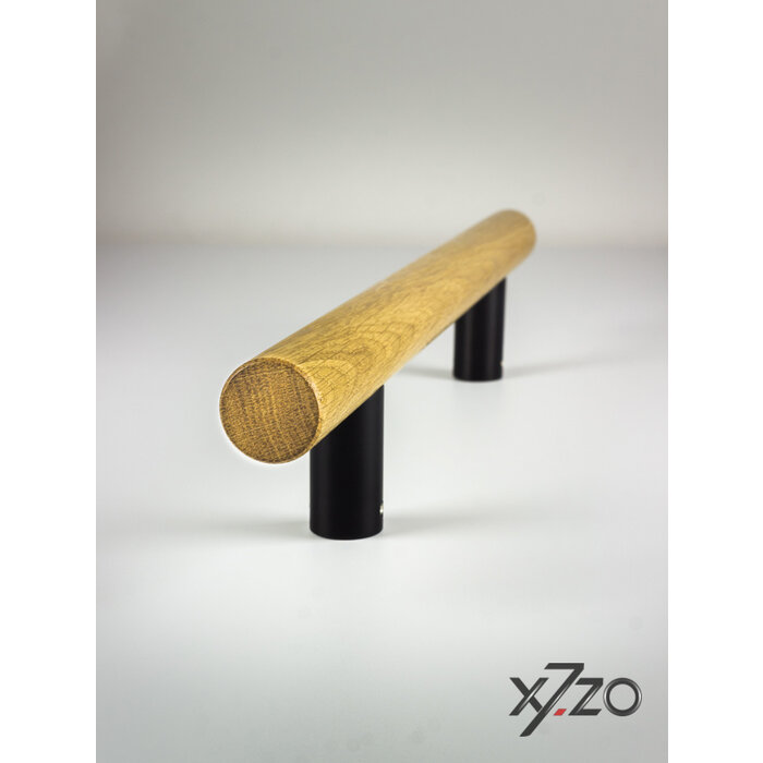 X7.ZO Enkele deurgreep Z11 34 - Eikenhout / zwart voor glas, deur of sauna - 34/300/500mm