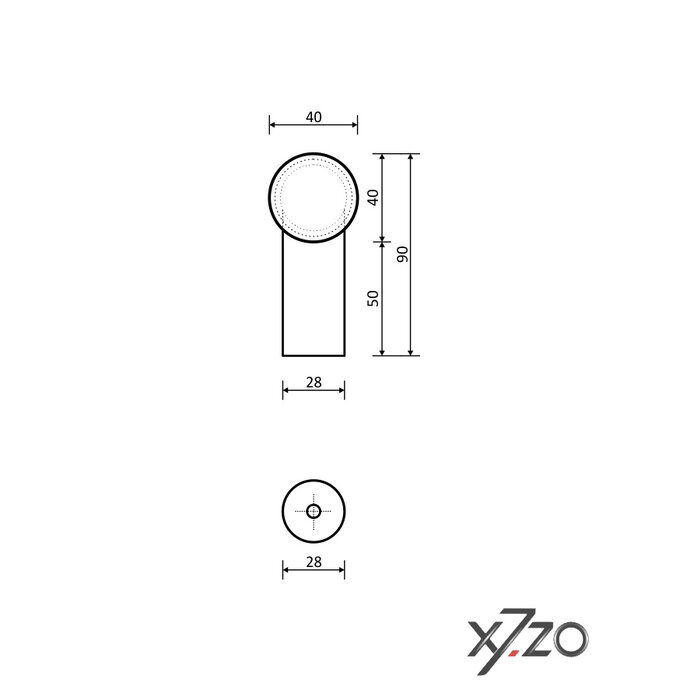 X7.ZO Einzelner Türgriff aus massivem Edelstahl Z42 – Ø40 mm