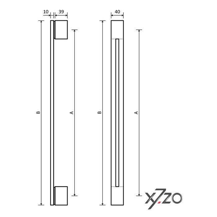 X7.ZO Single black design door handle Z18 made of solid stainless steel - 40/420/480mm