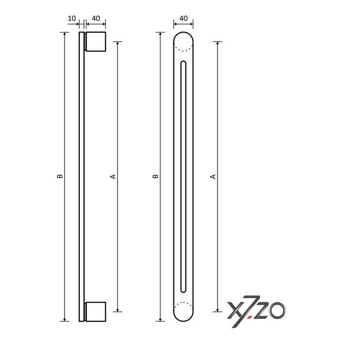 X7.ZO Single black design door handle Z19 made of solid stainless steel - 40/410/450