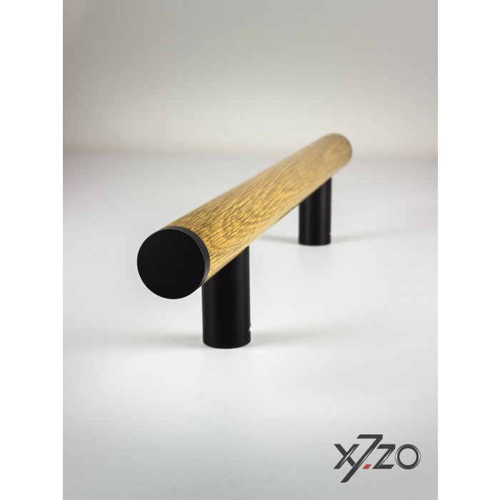 X7.ZO Poignée de porte simple Z12 - Chêne / noir pour verre, porte ou sauna - 34/300/500mm