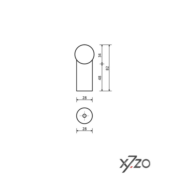 X7.ZO Enkele deurgreep Z12 - Eikenhout / zwart voor glas, deur of sauna - 34/300/500mm