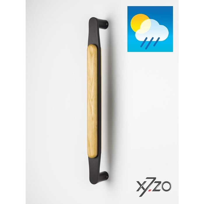 X7.ZO Poignée de porte simple Z17 - Chêne / noir pour verre, porte ou sauna - 450/480mm