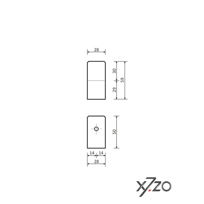 X7.ZO Single black design door handle Z30B made of solid aluminum - 28/450/490