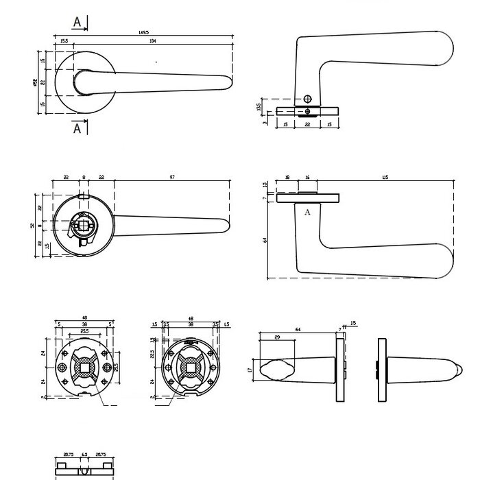 Aprile Massieve Aprile deurklinken LAVANDA mat goud rond Ø 52x7 mm