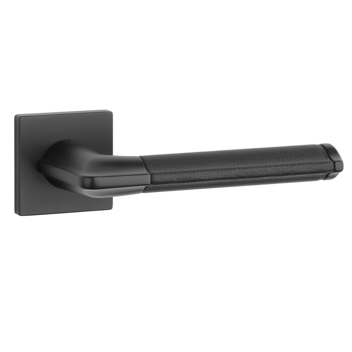 Aprile Poignées de porte Aprile noires unies CYPRESIA carrées 52x52x7mm - cuir noir