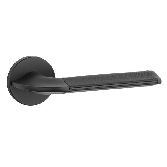 Aprile Solid black Aprile door handles DETAZIA Ø 52x7 - black leather