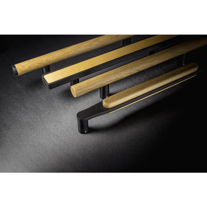 X7.ZO Einzeltürgriff Z17 – Eiche/Schwarz für Glas, Tür oder Sauna – 450/480 mm