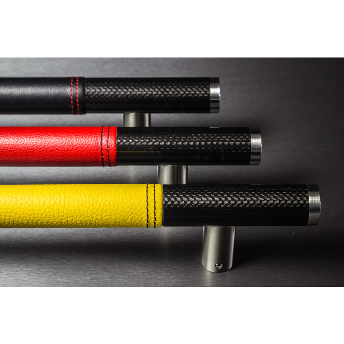 X7.ZO Design door handle Z13 - Carbon/stainless steel 500 mm - Yellow Italian leather