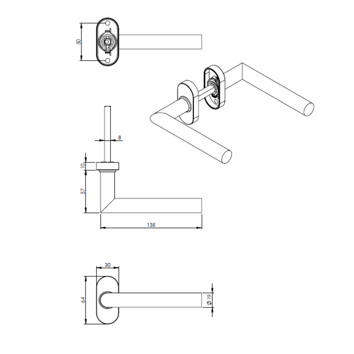 Intersteel Intersteel trou ovale partie Jura sur rosace inox sens horaire double ressort