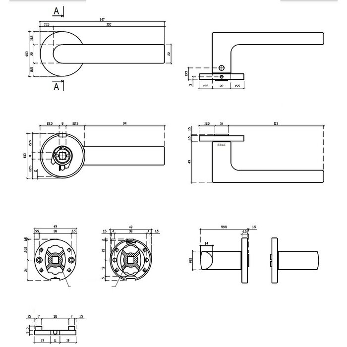 STILE STILE door handles REWA Ø 53x7 mm satin nickel