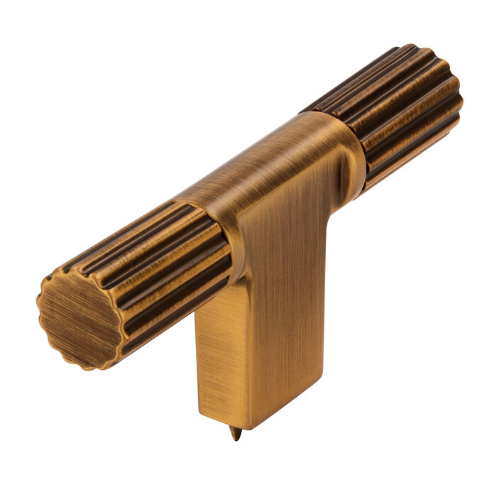 I.B.E. Möbelknopf T - 70 mm - horizontal geschnitten - Messing antik