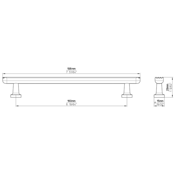 I.B.E. Meubelgreep LINES - antiek messing - met horizontale groeven