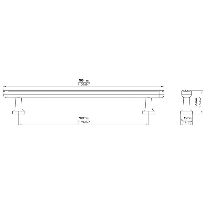 I.B.E. Furniture handle LINES - matt black - with horizontal grooves