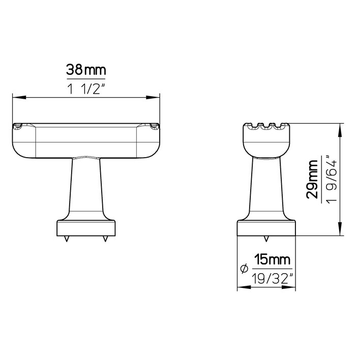 I.B.E. Meubelknop LINES - 38 mm - horizontaal geslepen- mat zwart