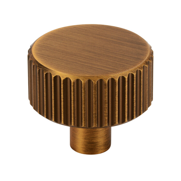 I.B.E. Furniture knob LINES - round 30 mm - grooved - antique brass