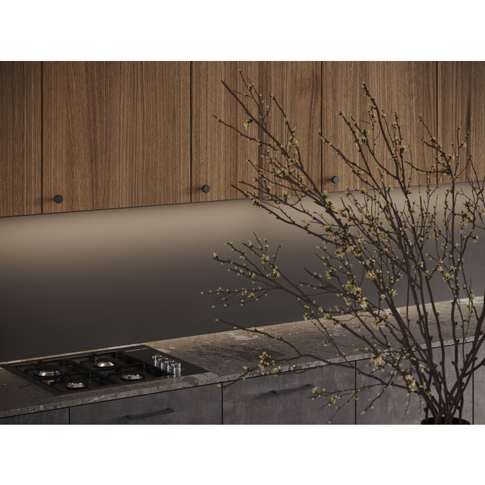 I.B.E. Mat zwarte Meubelknop LINES -  rond 30 mm - gegroefd