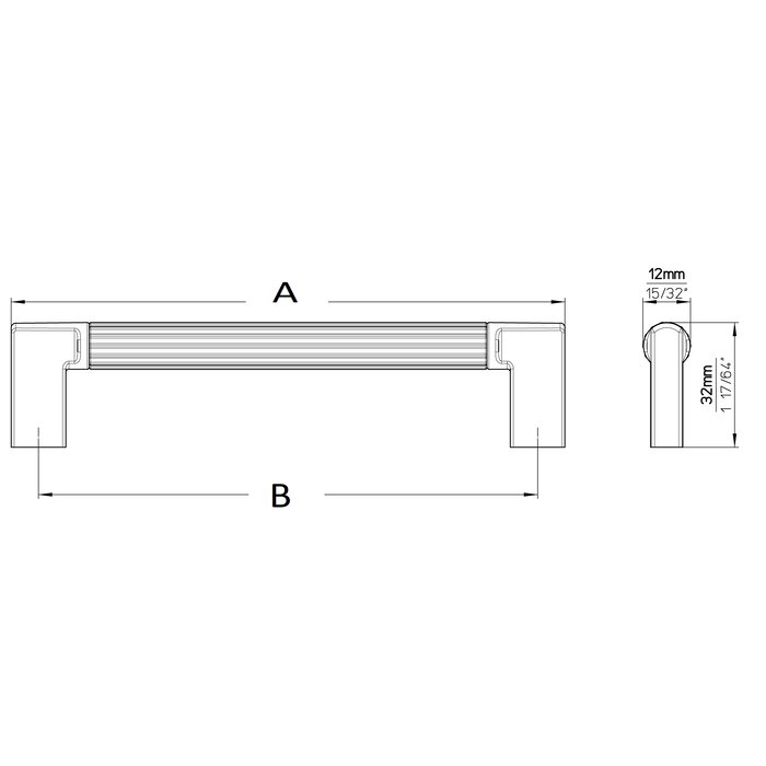 I.B.E. Möbelgriff LINES - Messing antik - mit horizontalen Rillen - Rund