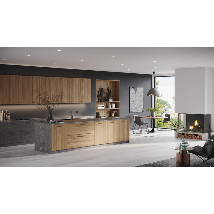 I.B.E. Furniture handle LINES - matt black - with horizontal grooves - Round