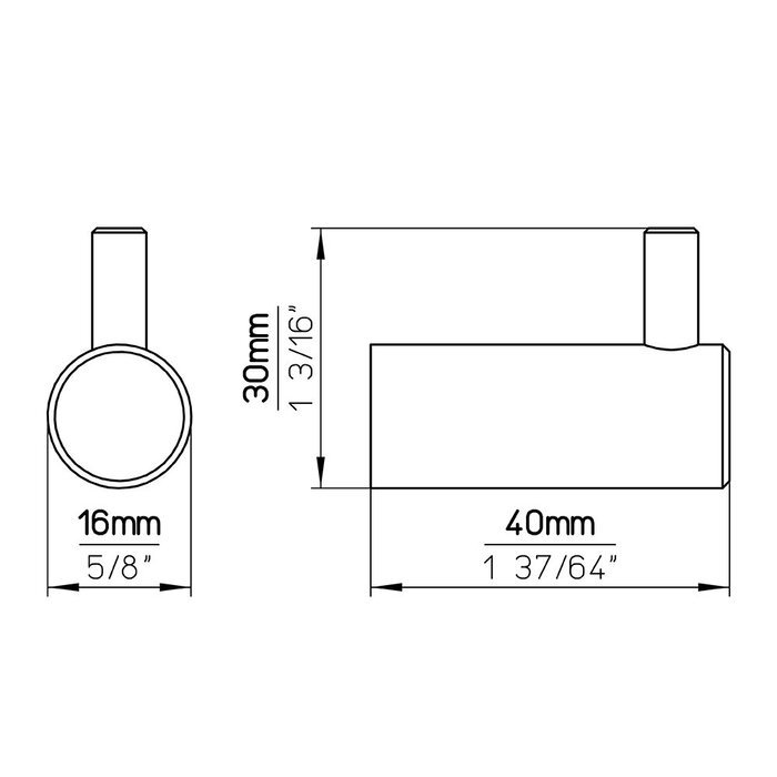 I.B.E. Aluminium haak geribbeld 40 mm diep - Antiek messing