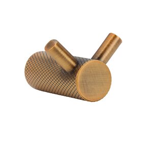 I.B.E. Crochet en aluminium nervuré profondeur 40 mm - Double - Laiton antique