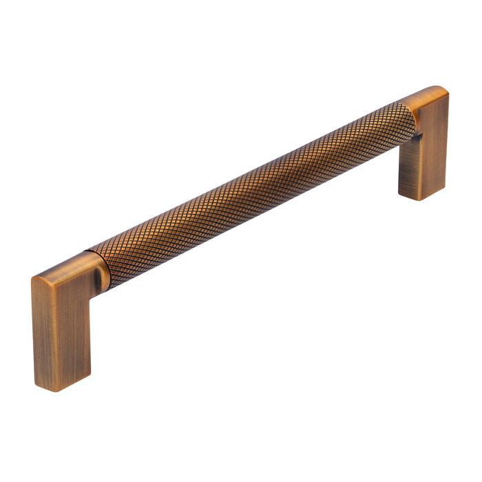I.B.E. Furniture handle U-ribbed - antique brass brushed