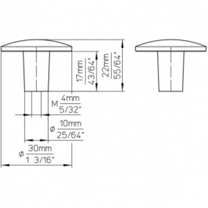 I.B.E. Vlakke ronde meubelknop Ø 30 mm mat zwart