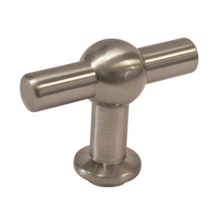 I.B.E. Bouton de meuble T- 60 mm aspect acier inoxydable