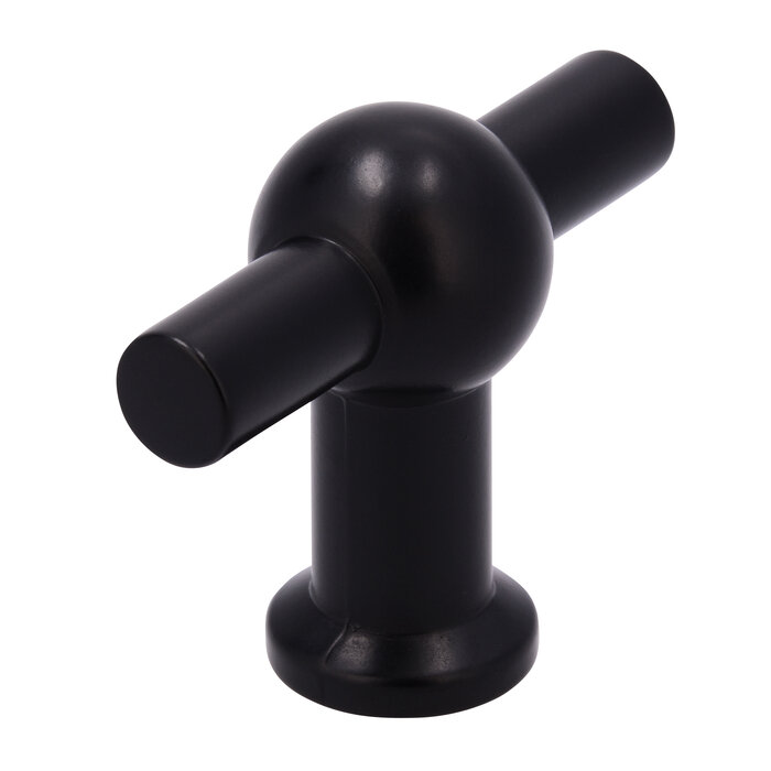 I.B.E. Bouton de meuble noir mat en forme de T 50 mm