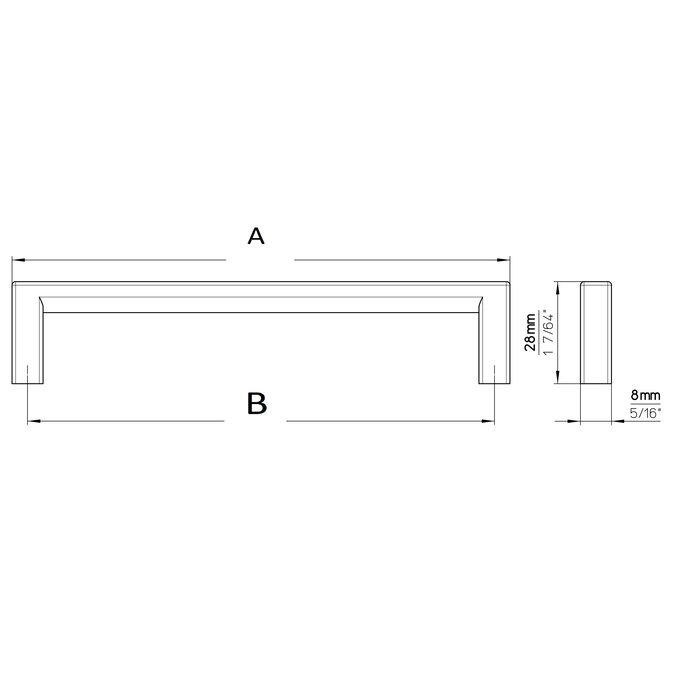 I.B.E. Furniture handle U-square antique brass brushed